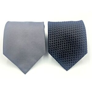 Ermenegildo‎ Zegna Ties Lot of 2 Black, Silver Geometric & Stripe Made in Italy